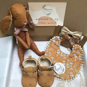 Baby Mädchen Geschenk Set "Boho amber Bunny", Baby Gift Set, Baby Geschenkset