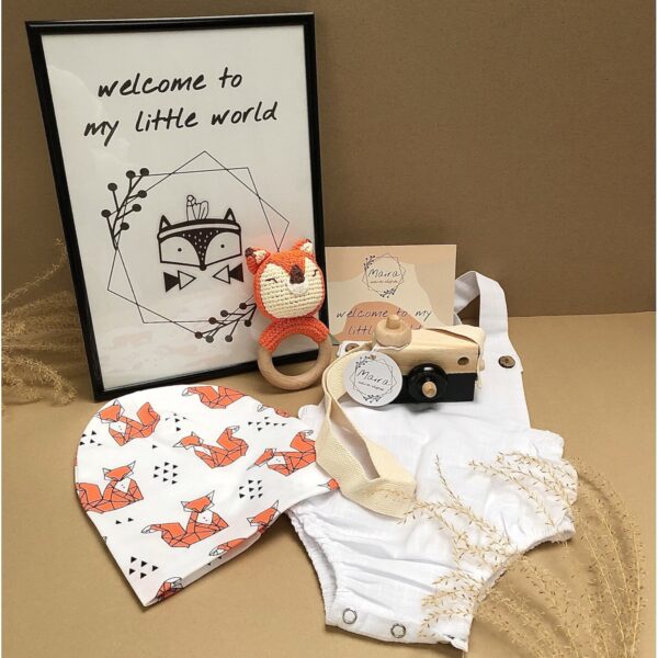 Baby Geschenk Set "Fire Fox", Baby und Kinderzimmer Deko Set, Baby Geschenkset, Baby Gift Set, Kids Room Deco Set